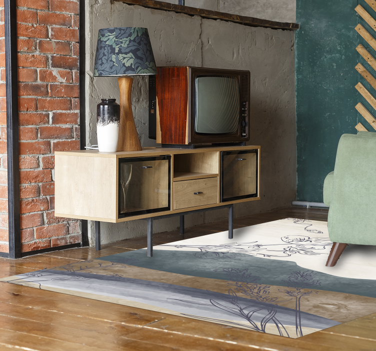 Alfombra vinílica flores silueta botánica - TenVinilo