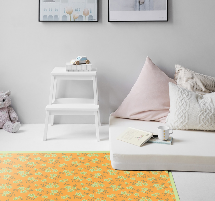 Alfombra vinílica flores superficie con motivos florales - TenVinilo