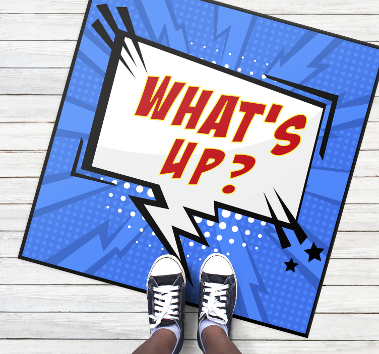 Alfombra vinílica frase saludo de burbuja cómica - TenVinilo