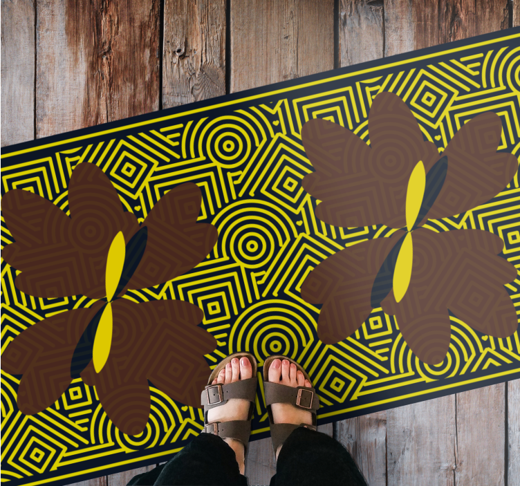 Alfombra de vinilo geométrica contraste floral geométrico - TenVinilo