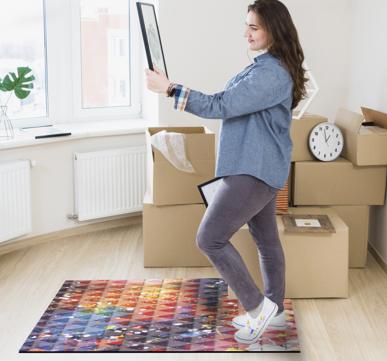 Alfombra de vinilo geométrica mosaico triangular abstracto - TenVinilo
