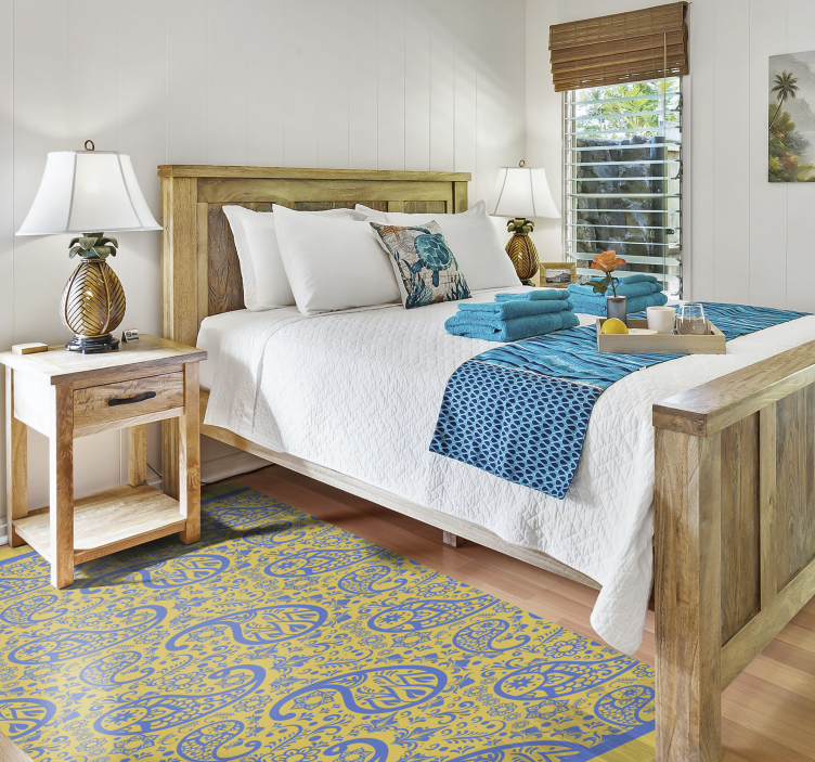 Alfombra vinílica dormitorio remolinos de paisley - TenVinilo