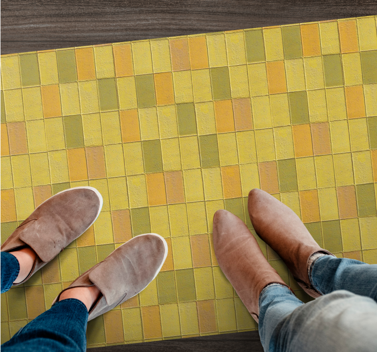 Alfombra vinílica hidráulica arreglo de mosaico amarillo - TenVinilo
