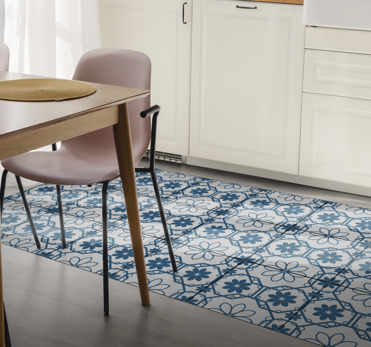 Alfombra vinílica hidráulica mosaico floral - TenVinilo