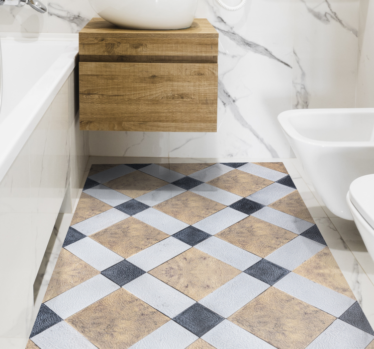 Alfombra vinílica hidráulica suelo de tablero de ajedrez - TenVinilo