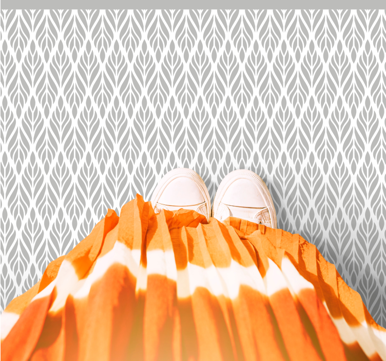 Alfombras vinílicas modernas patrón de hojas grises - TenVinilo