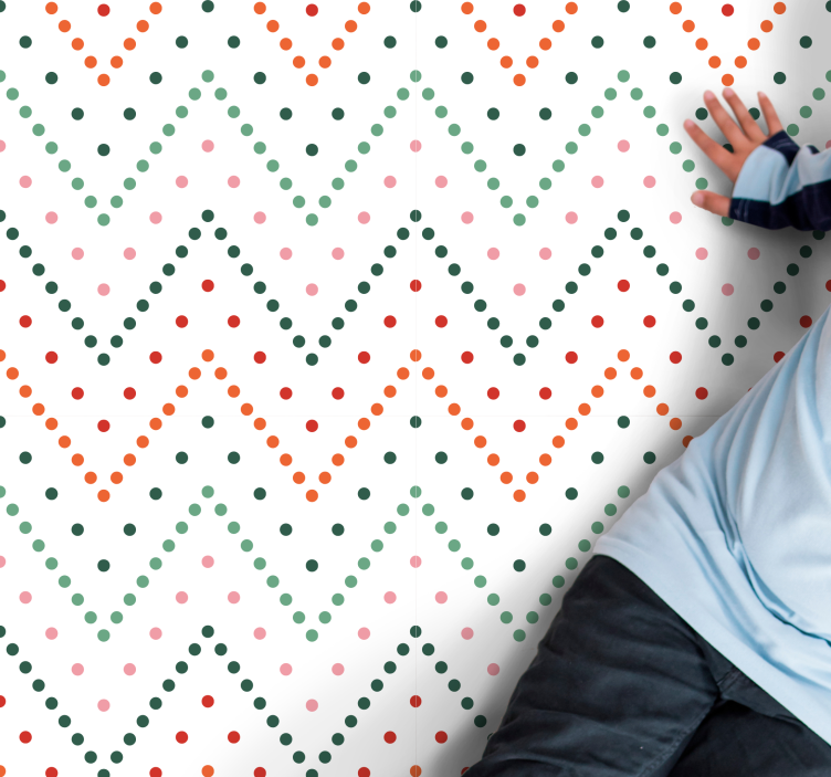 Alfombra vinílica infantil patrón de chevron colorido - TenVinilo