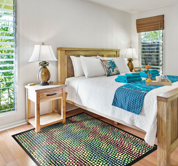 Alfombra vinílica imitación patrón de círculos coloridos - TenVinilo