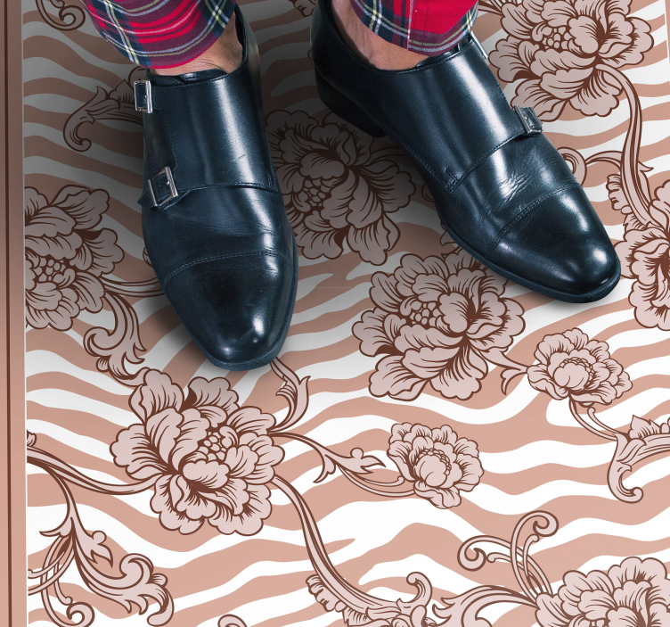 Alfombra vinílica dormitorio fusión floral de cebra - TenVinilo