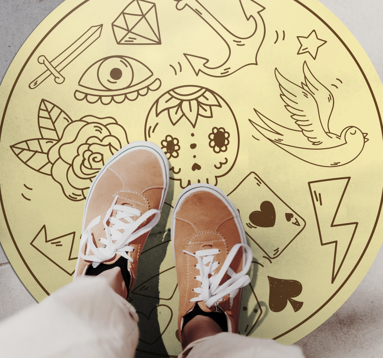 Alfombras vinílicas juvenils símbolos de tatuajes - TenVinilo
