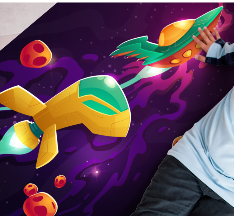 Alfombra vinílica infantil concepto de viaje cósmico - TenVinilo