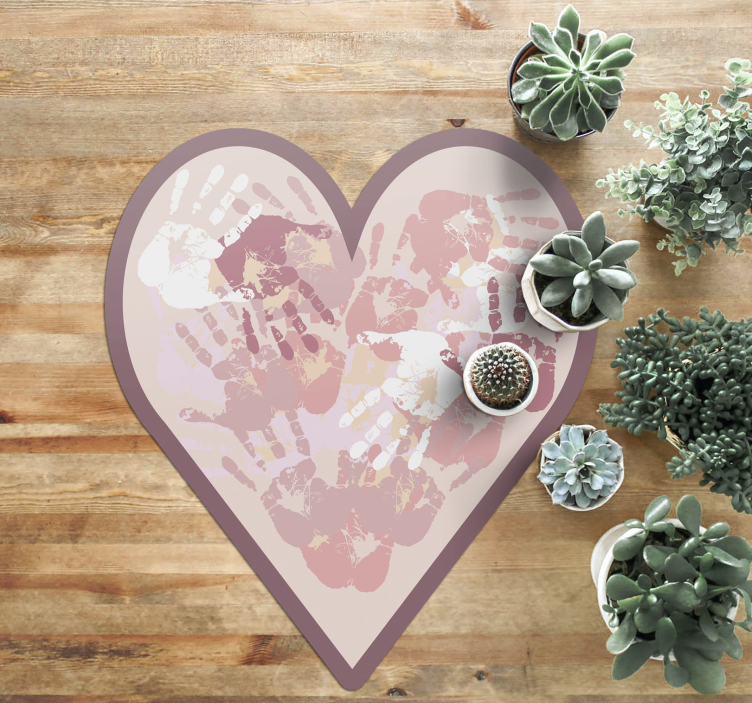 Alfombra vinilo infantil corazón con manos - TenVinilo