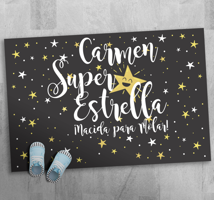 Alfombra vinílica infantil frase con nombre - TenVinilo