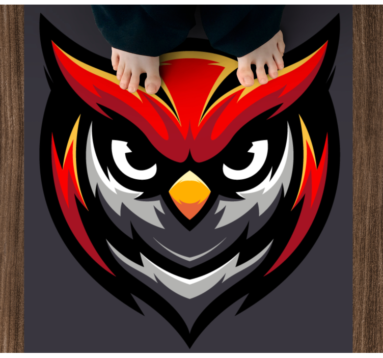 Alfombras vinílicas juvenils gráfico de búho en negrita - TenVinilo