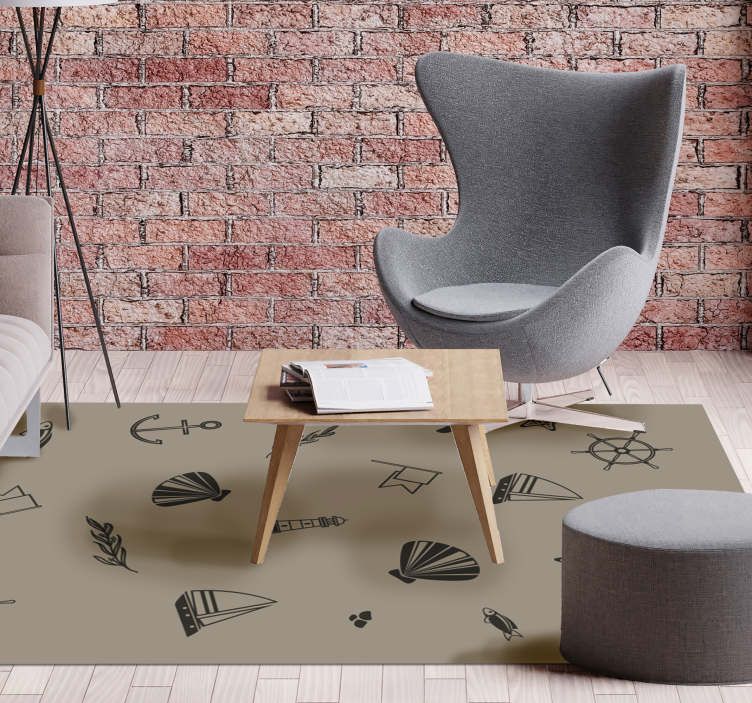 Alfombra vinílica infantil iconos náuticos - TenVinilo