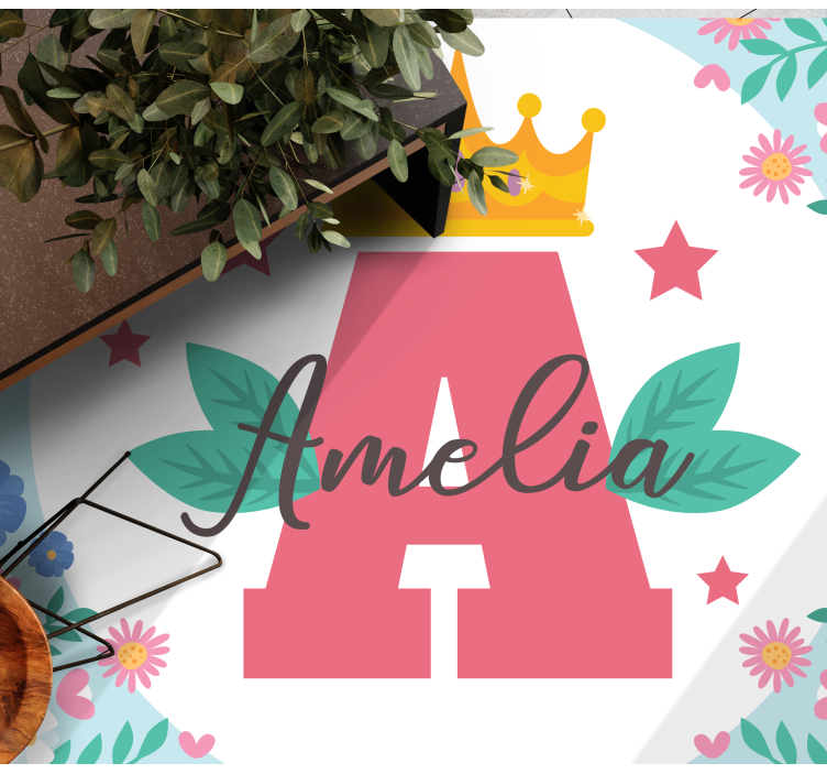 Alfombra vinílica infantil inicial y nombre coronados - TenVinilo