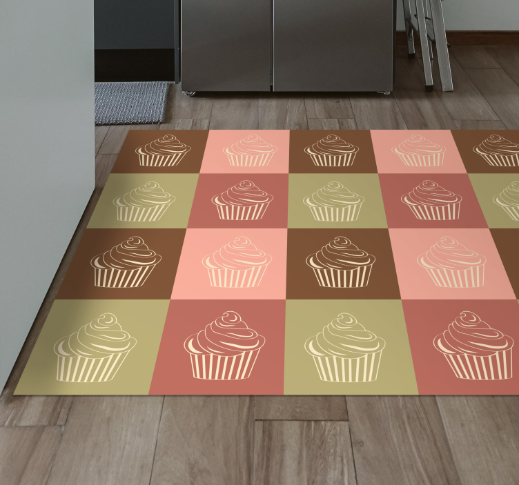 Alfombra vinílica infantil juego de patrones de cupcakes - TenVinilo
