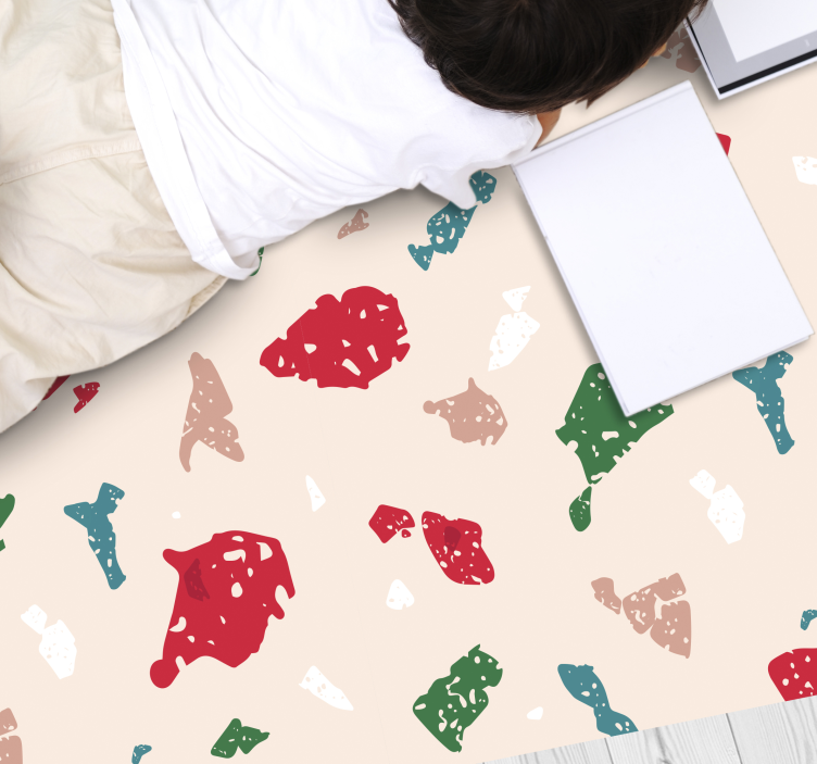 Alfombra vinílica textura diseño de terrazo colorido - TenVinilo