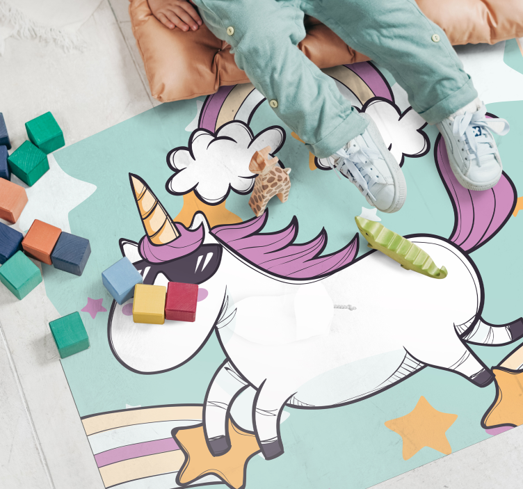 Alfombra vinílica infantil unicornio arcoiris - TenVinilo