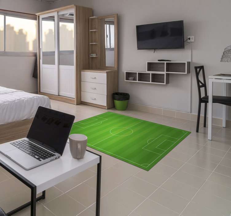 Alfombra vinílica juvenil campo de fútbol - TenVinilo