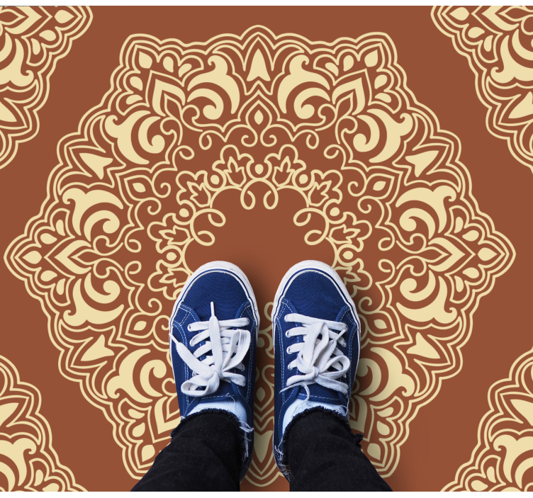 Alfombra vinílica mandala arreglo botánico complejo - TenVinilo