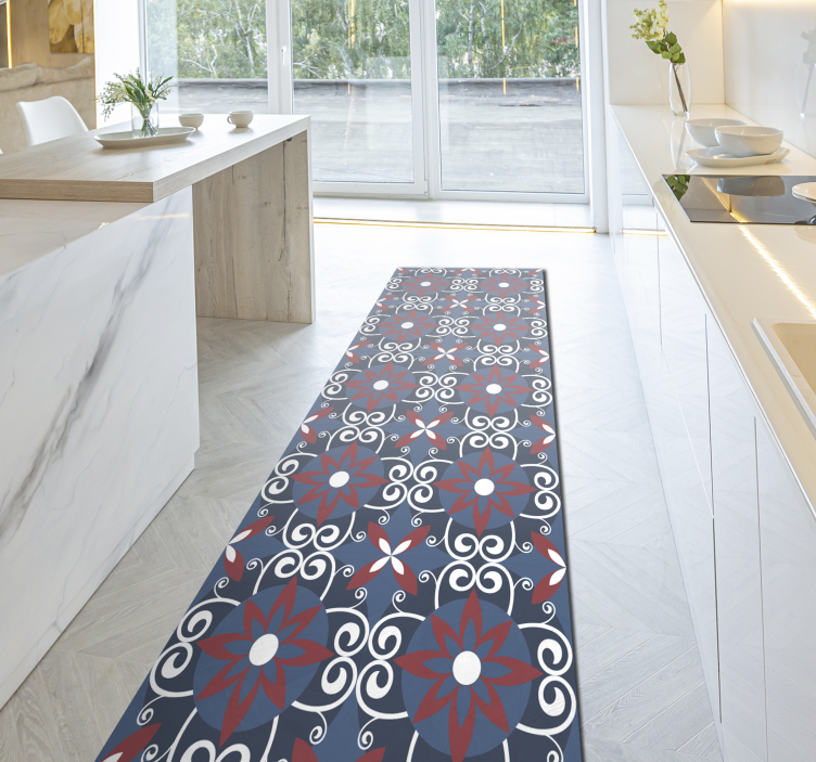 Alfombra vinílica hidráulica elemento espiral botánico - TenVinilo