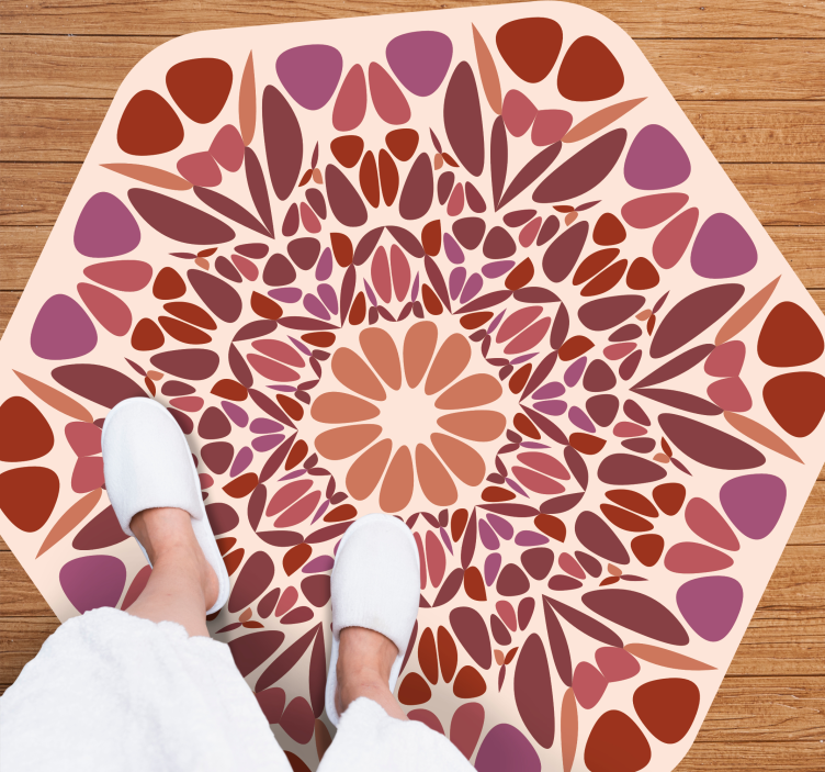 Alfombra vinílica mandala elemento floral animado - TenVinilo
