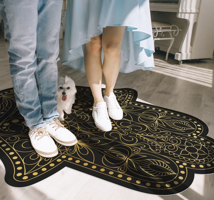 Alfombra vinílica mandala hamsa ornamental - TenVinilo