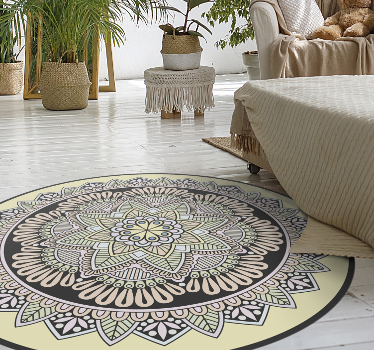 Alfombra vinílica mandala motivo circular complejo - TenVinilo