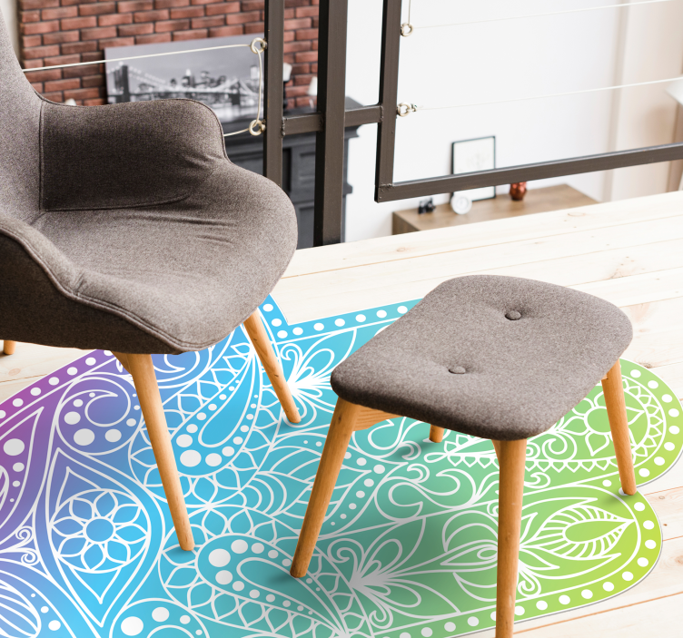 Alfombra vinílica mandala mano de fátima degradada - TenVinilo