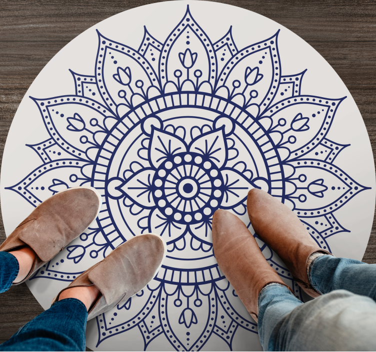 Alfombra vinílica mandala para decoración del salón - TenVinilo