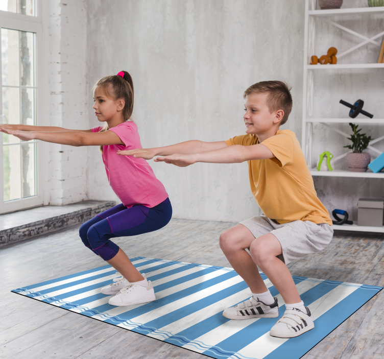 Alfombra vinílica marinera raya azul y blanca - TenVinilo
