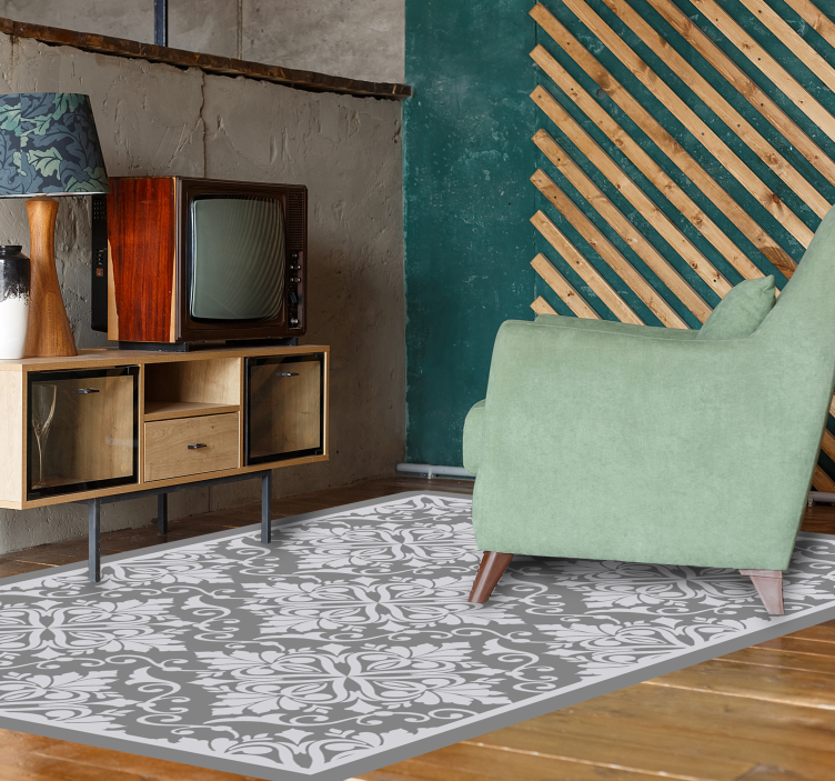 Alfombra vinílica minimalista follaje monocromático elegante - TenVinilo