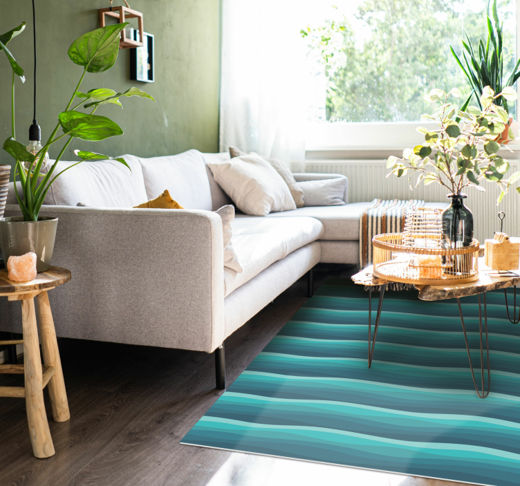 Alfombra vinílica salón olas azules serenas - TenVinilo