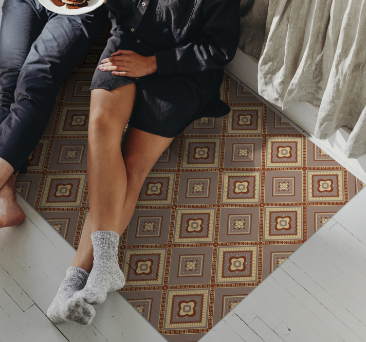 Alfombra vinílica mosaico arreglos de azulejos ornamentales - TenVinilo