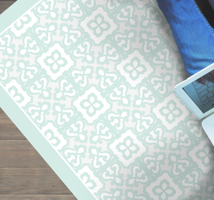 Alfombra vinílica hidráulica elegante turquesa - TenVinilo