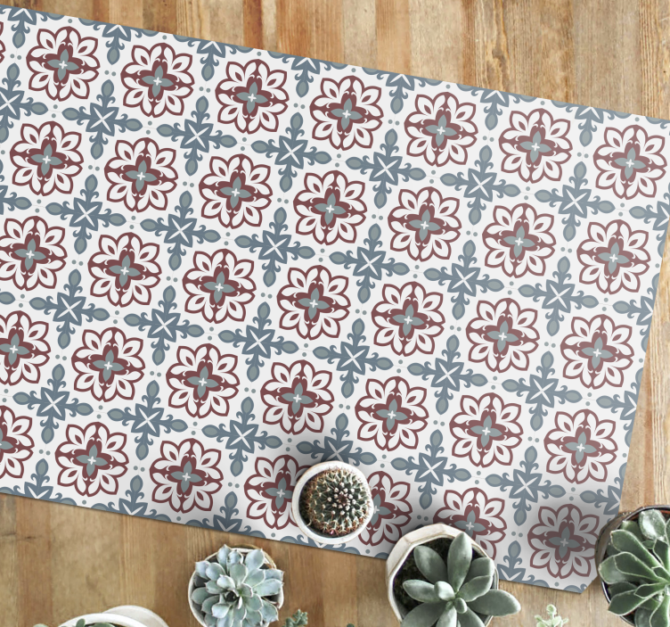 Alfombra vinílica mosaico elemento de inspiración botánica - TenVinilo