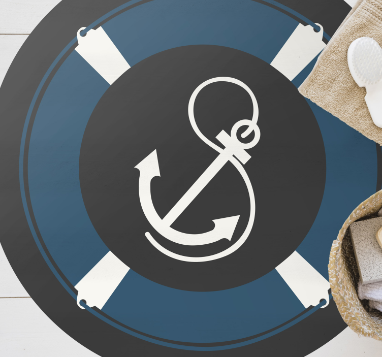 Alfombra vinílica mosaico motivo de ancla náutica - TenVinilo