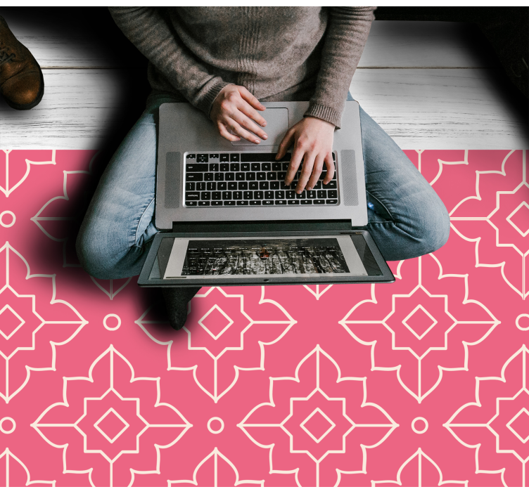 Alfombra de vinilo geométrica motivo de celosía rosa - TenVinilo