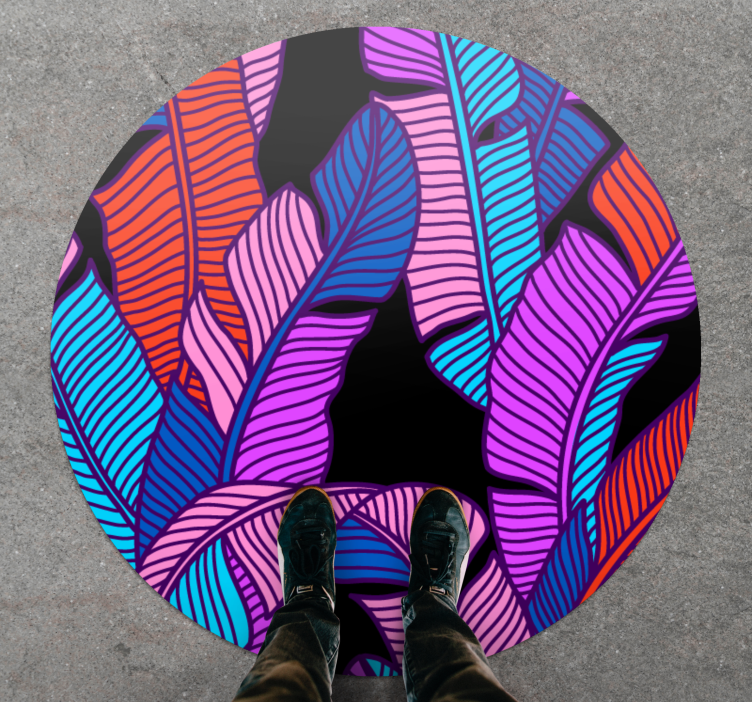 Alfombra vinílica flores elementos de hojas vivaces - TenVinilo