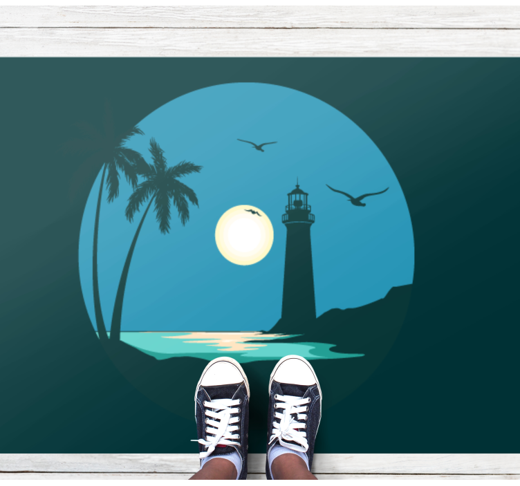 Alfombra vinílica naturaleza escena del faro costero - TenVinilo