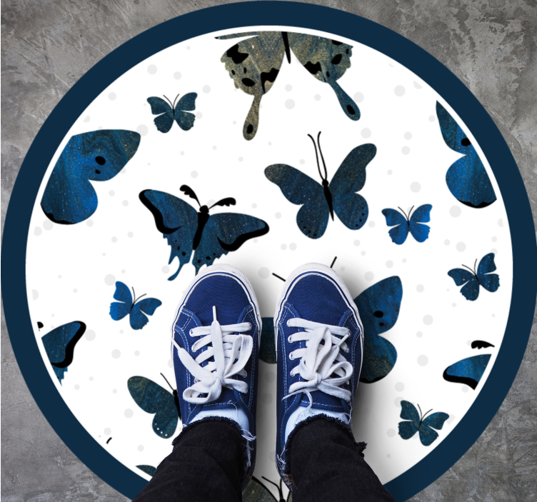 Alfombra vinílica animales motivo de mariposas azules - TenVinilo
