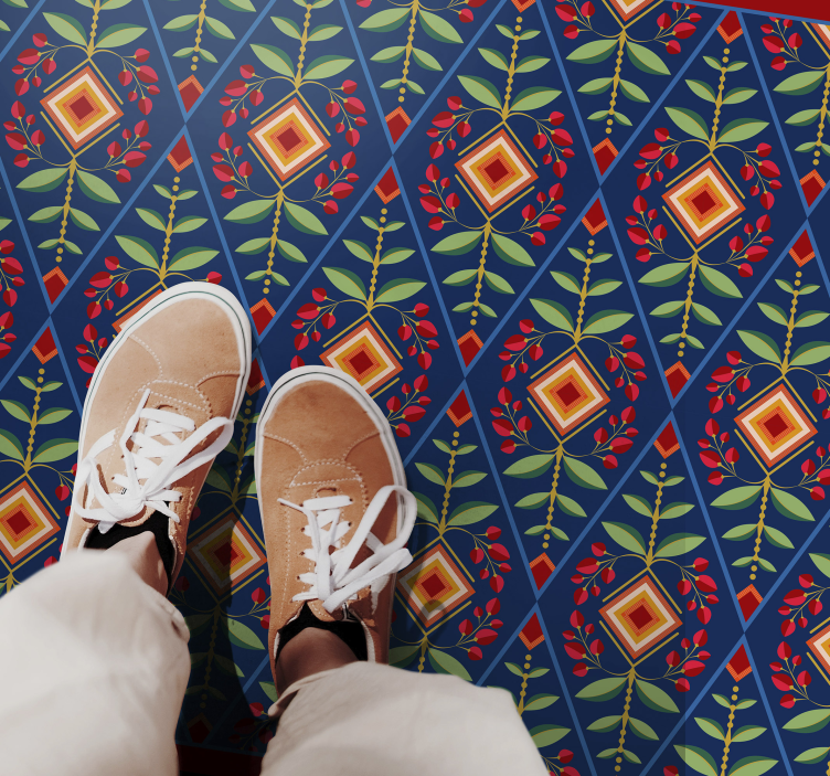 Alfombra de vinilo geométrica motivo geométrico botánico - TenVinilo