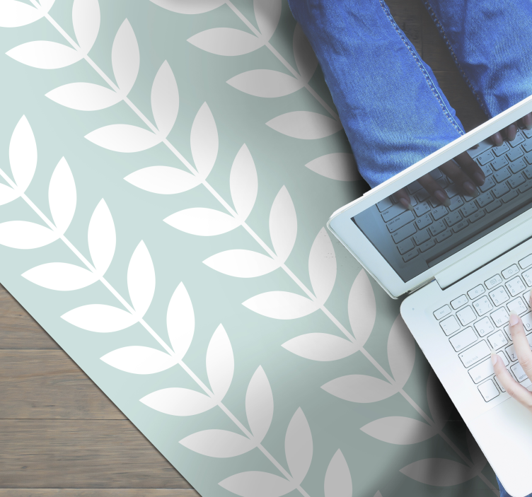 Alfombra vinílica naturaleza patrón de hojas verdes - TenVinilo