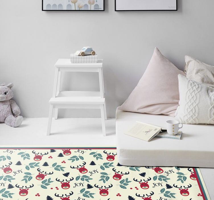 Alfombra vinílica navidad patrón de reno festivo - TenVinilo