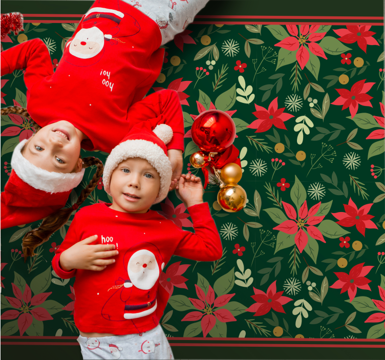 Alfombra vinilo navidad patrón festivo de flor de pascua - TenVinilo
