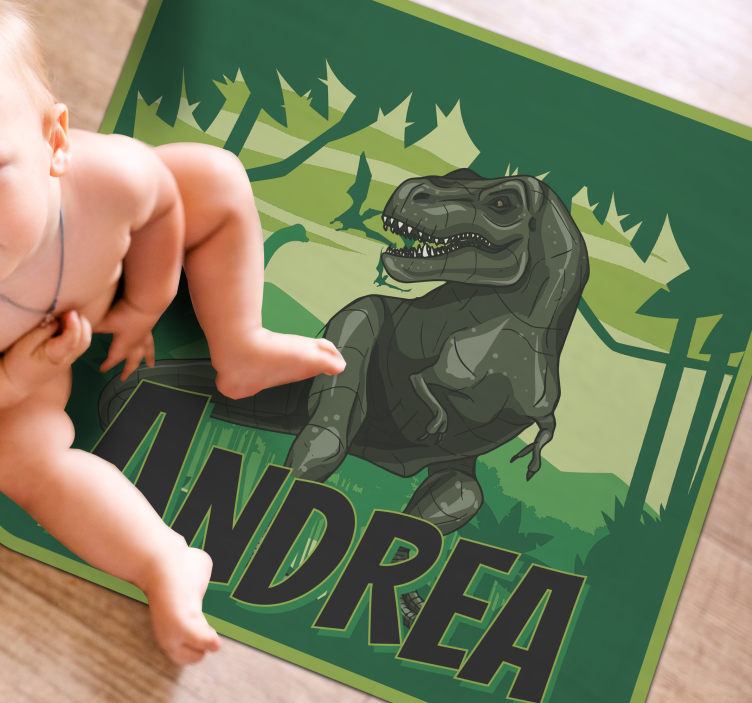 Alfombra vinílica personalizable aventura de dinosaurios - TenVinilo
