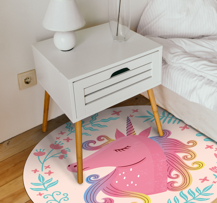 Alfombra vinílica personalizable cuento de hadas unicornio - TenVinilo