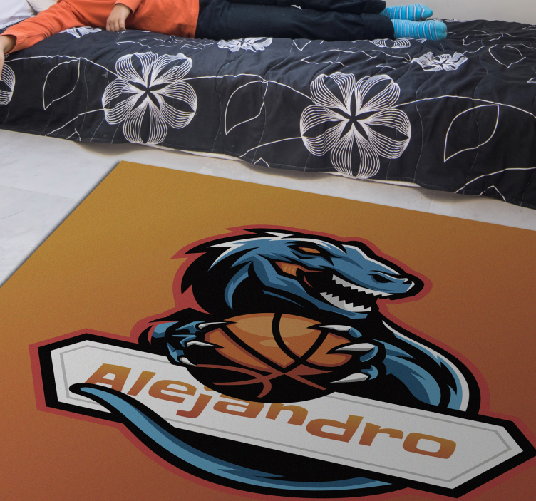 Alfombra vinílica personalizable dinosaurio de baloncesto - TenVinilo