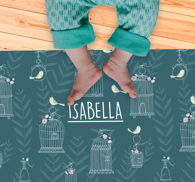 Alfombra vinílica personalizable diseño floral jaula - TenVinilo